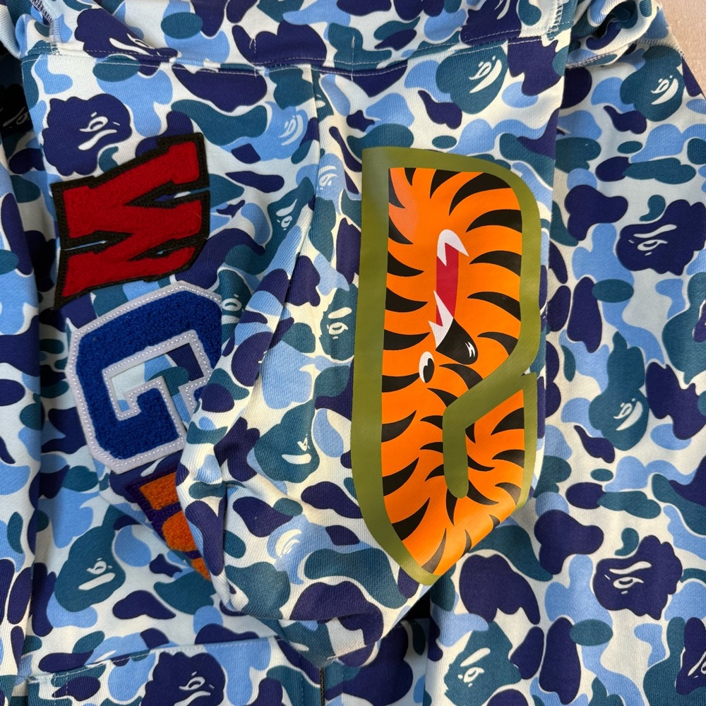 Bape Blue Camo Shark Zip Up Sweater - Picture 7 of 11